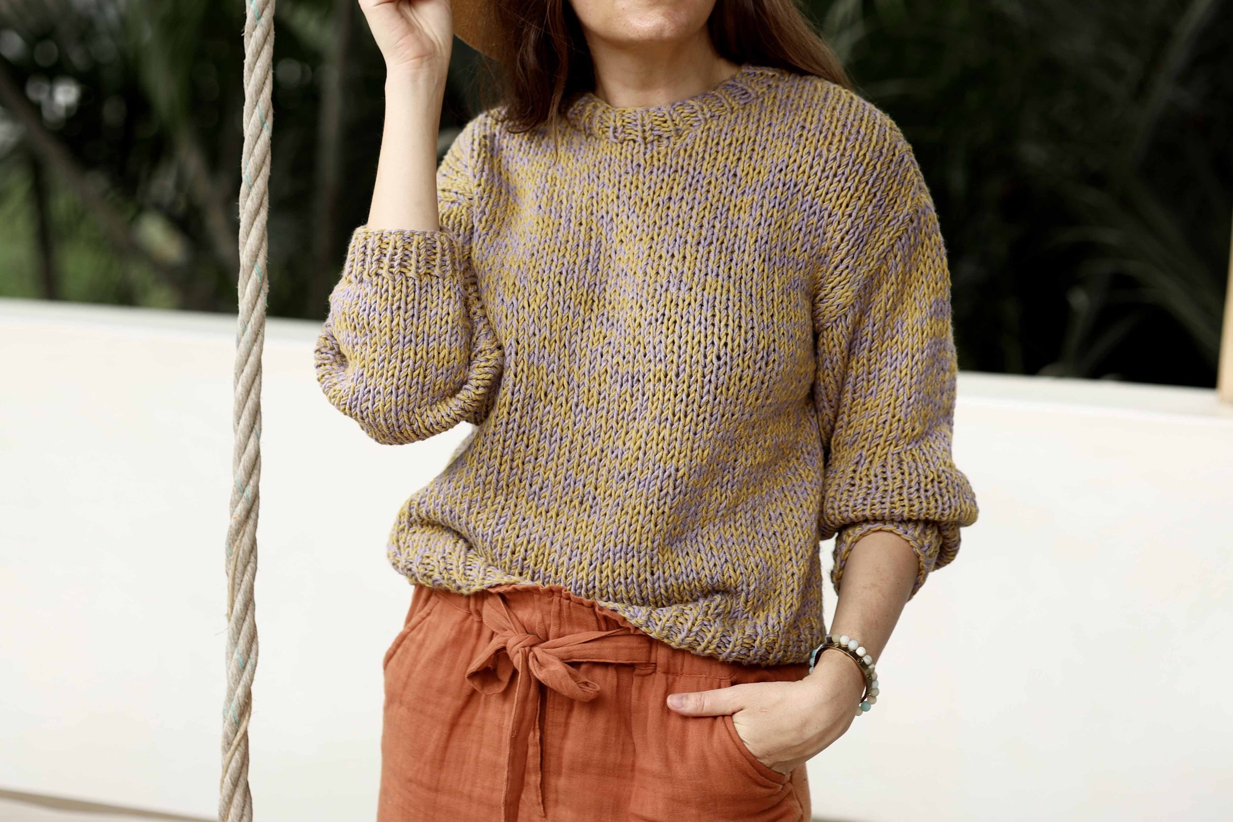 Kenwood Sweater Knitting Pattern in Color Theory Yarn — Two of